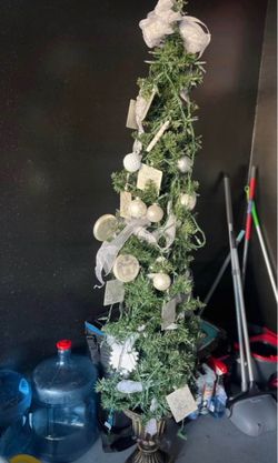 Slim Artificial Christmas Tree with Decorations