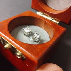 Moissanite Asher Cut Sterling Silver Stud Earrings