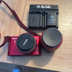 Nikon 1 Red Digital Camera With Extra Lens 