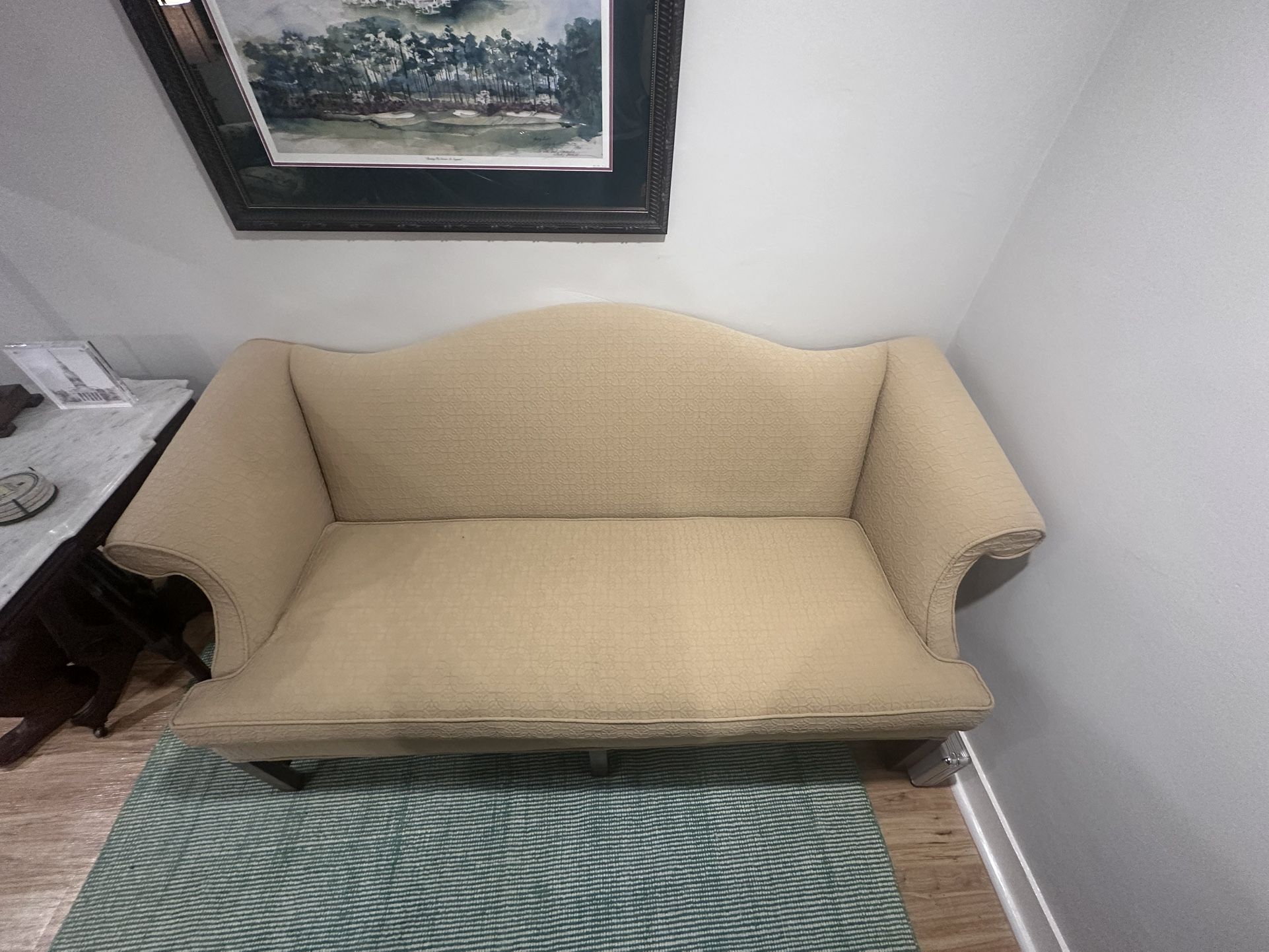 Feather Cushioned Camelback Sofa