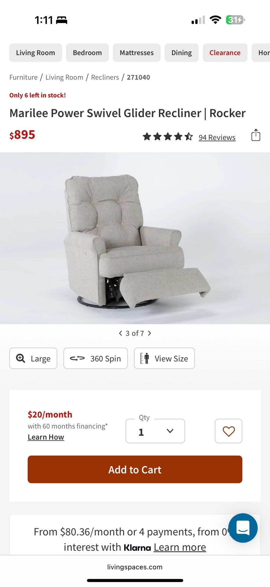 Living Spaces - Marilee Power Swivel Glider Recliner | Rocker