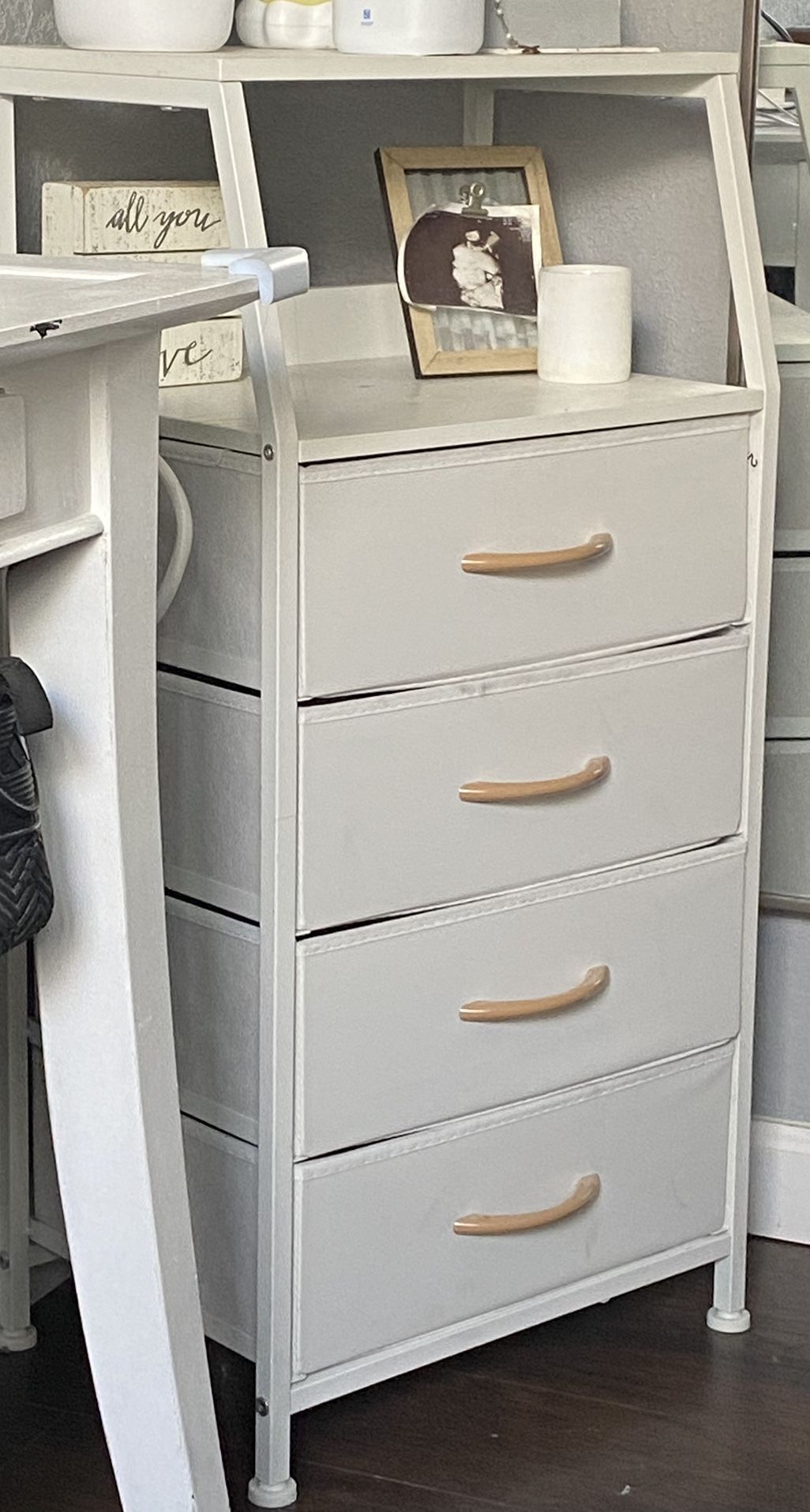 Furnulem Tall 4 Drawers Dresser, Vertical Storage Tower for Bedroom, Hallway, Entryway, Nursery, Closet Organizer, Nightstand Bedside Table Furniture,