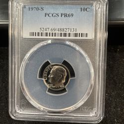 1970 S Gem Proof Roosevelt Dime Graded At PR69 1-10