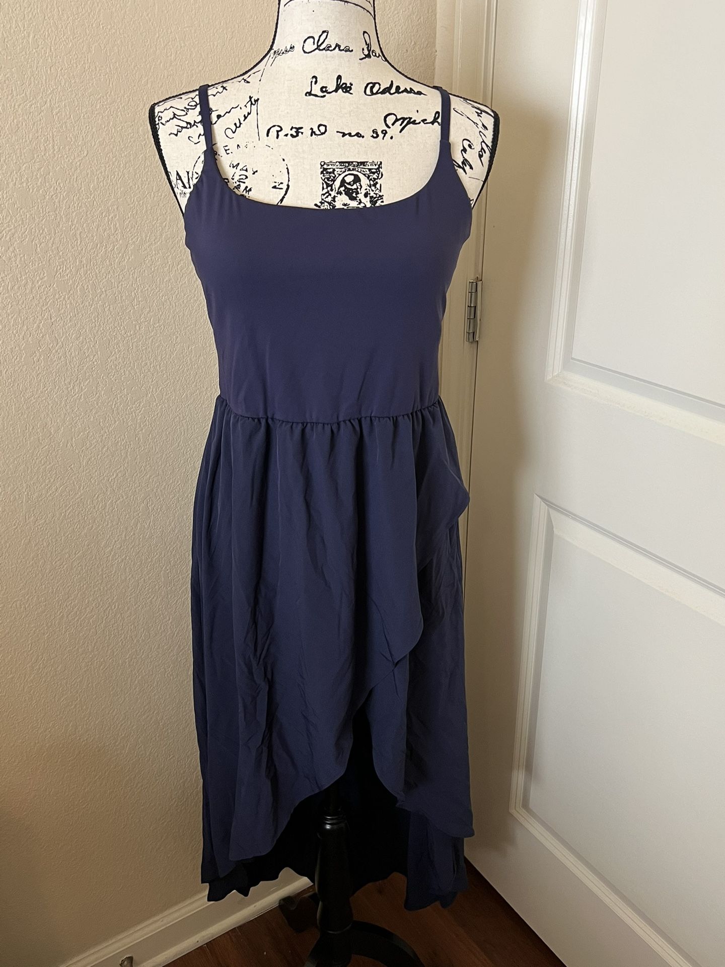 NWT Halara High-low Sleeveless Dress w/ Shorts, Built-in Bra, Pocket, Large, Blue