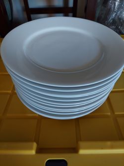 12 White Dinner Plates - 10.5" Wide