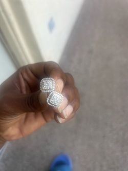 Square Pave diamond Stud Earrings