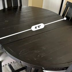 Round Dining Table Set with Leaf + 4 Chairs (Reupholstered)