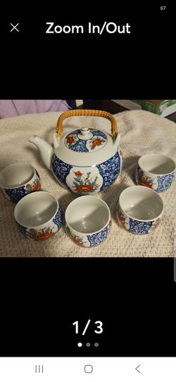 Vintage Japanese Porcelain teacup set with 6 cups