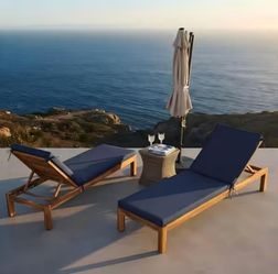 2-Pieces Patio Chaise Lounge Cushions Outdoor Replacement Seat Cushions w/ Ties and Zipper 80 in. x 23 in.