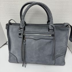 Purse by Rebecca Minkoff Nubuck Leather Satchel Gray, no stains 13x8.5x6”