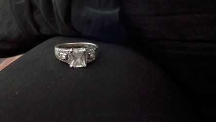 Silver Ring with Emerald-Cut Stone