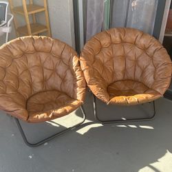Pair Of Pottery Barn Teen Faux Leather Lounge Chairs 