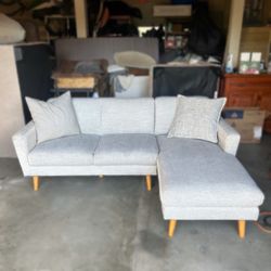 West Elm Grey 2p Sectional Couch (Great Condition)