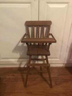 Vintage wooden baby doll highchair