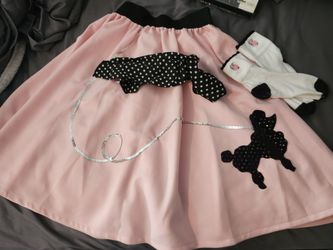 Poodle Skirt, Socks and Scarf Costume Adult Women Size Small/Medium 4-8