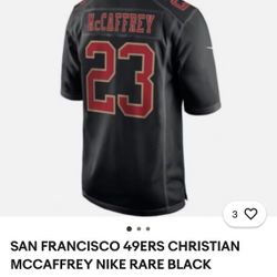 OFFICIALLY LICENSED SAN FRANCISCO 49ERS RUNNING BACK CHRISTIAN MCCAFFREY #23 MENS 2X BLACK CARBON GAME JERSEY!