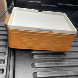 Vintage Coleman Party Stacker Cooler orange 24 Cans Stackable With Lid Made In USA
