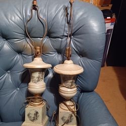 Vintage 1950s Neoclassical Porcelain Lamps