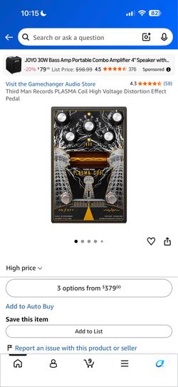 Third Man Records Plasma Coil High Voltage Distortion Pedal w/ Original Box