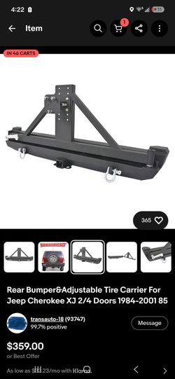 87 -91 jeep cherokee xj rear bumper