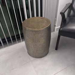 Gold Metal Table/Storage Container/Plant Holder