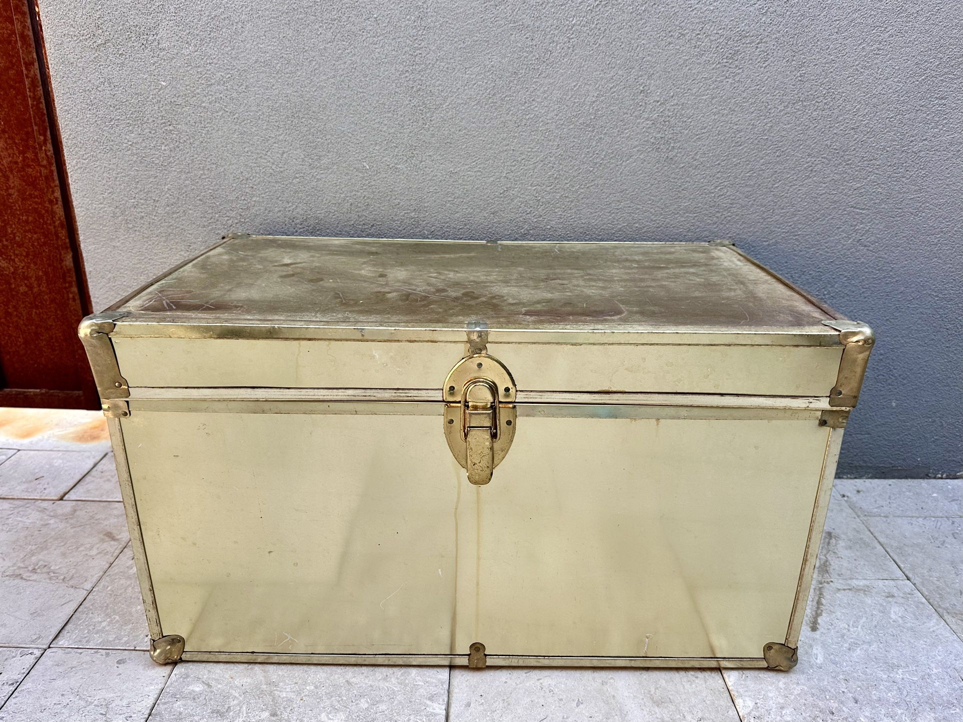 Vintage Gold Metal Steamer Trunk