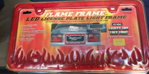 A, FLAME FRAME LED LICENSE PLATE