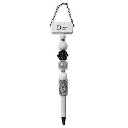 Fashion Fancy Custom Bling Beaded Ballpoint Twist Pen White