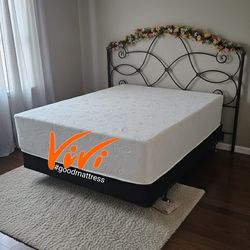 QUEEN MEMORY FOAM MATTRESS WITH BOX SPRING 2PC. BED FRAME ISN'T AVAILABLE