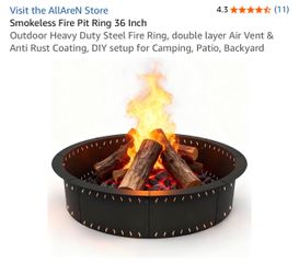 AllAreN Smokeless Fire Pit Ring 36 Inch