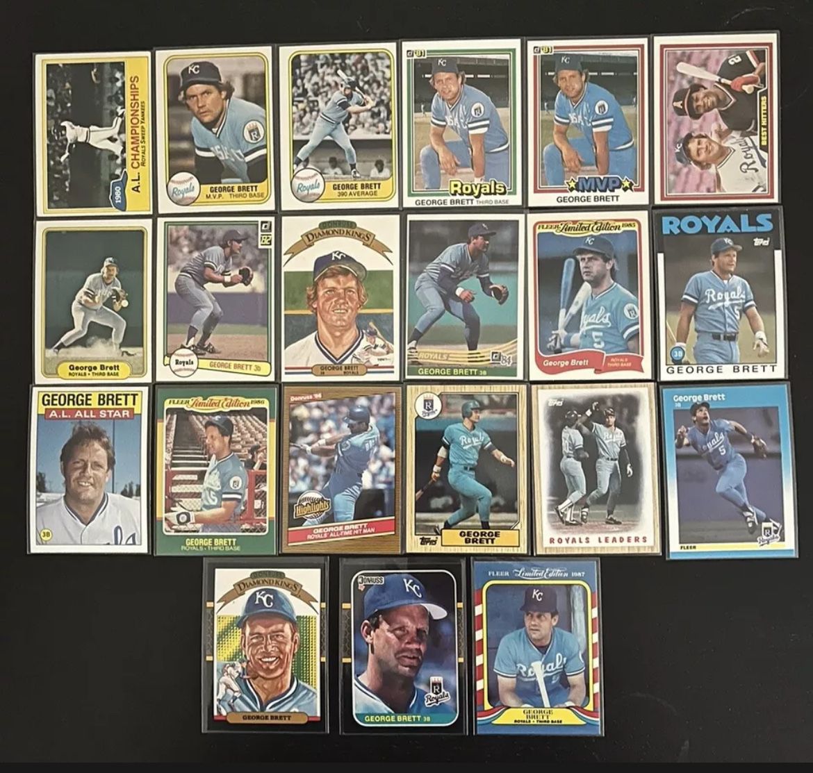 George Brett HOF Baseball Player Card Bundle 1981 To 1987
