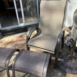 Set Of Outdoor Sling Chairs With Foot Rest 