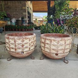 Rustic Diamond Clay Pots, Planters, Plants. Talavera, Pottery $65 cada una