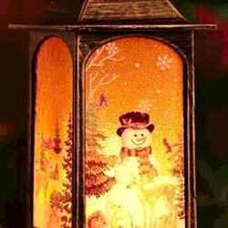 Lanterns, decorated with sparkling christmas snowball water , spin the snow pavilion