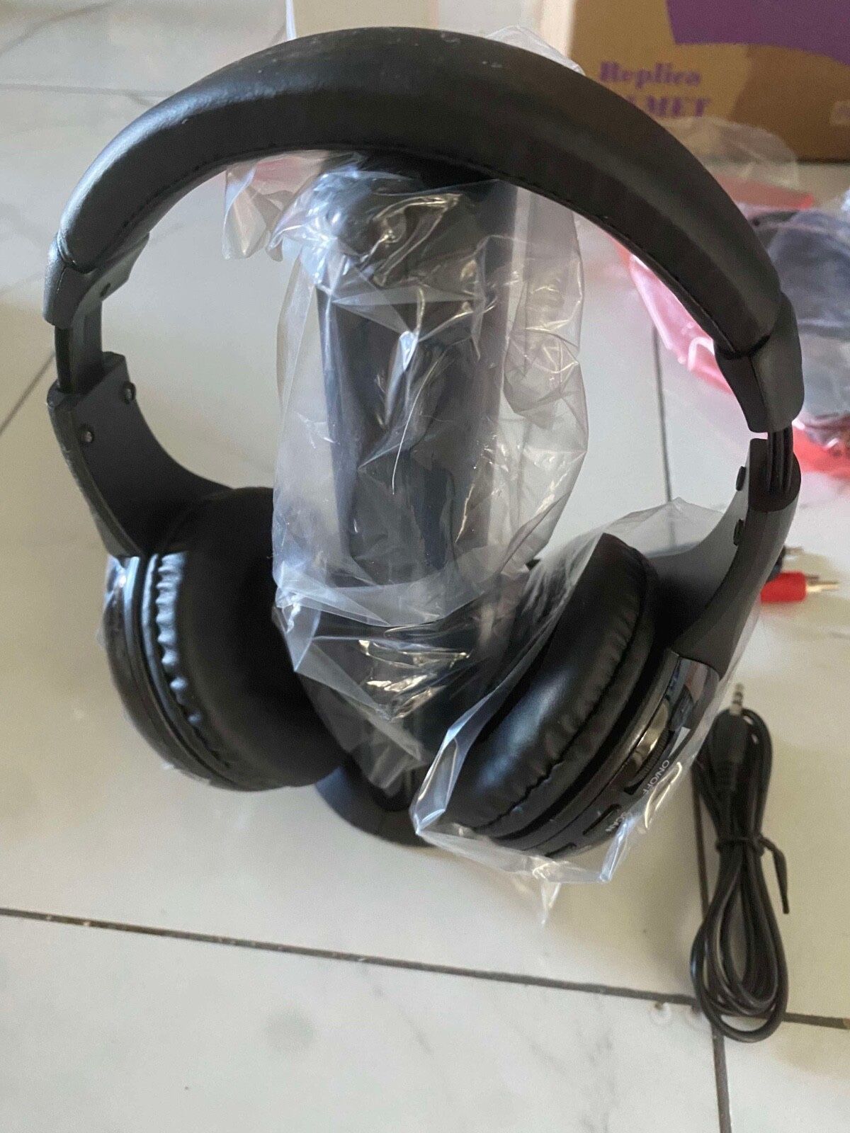 Black 5 in 1 Wireless Cordless Headphones Headset with Mic for PC TV Radio G4M8
