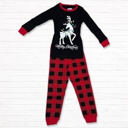2pc Kids Christmas Long Sleeve & Plaid Pants Pajama Set