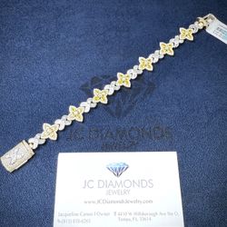Bracelet 1ok Gold Diamonds Real 