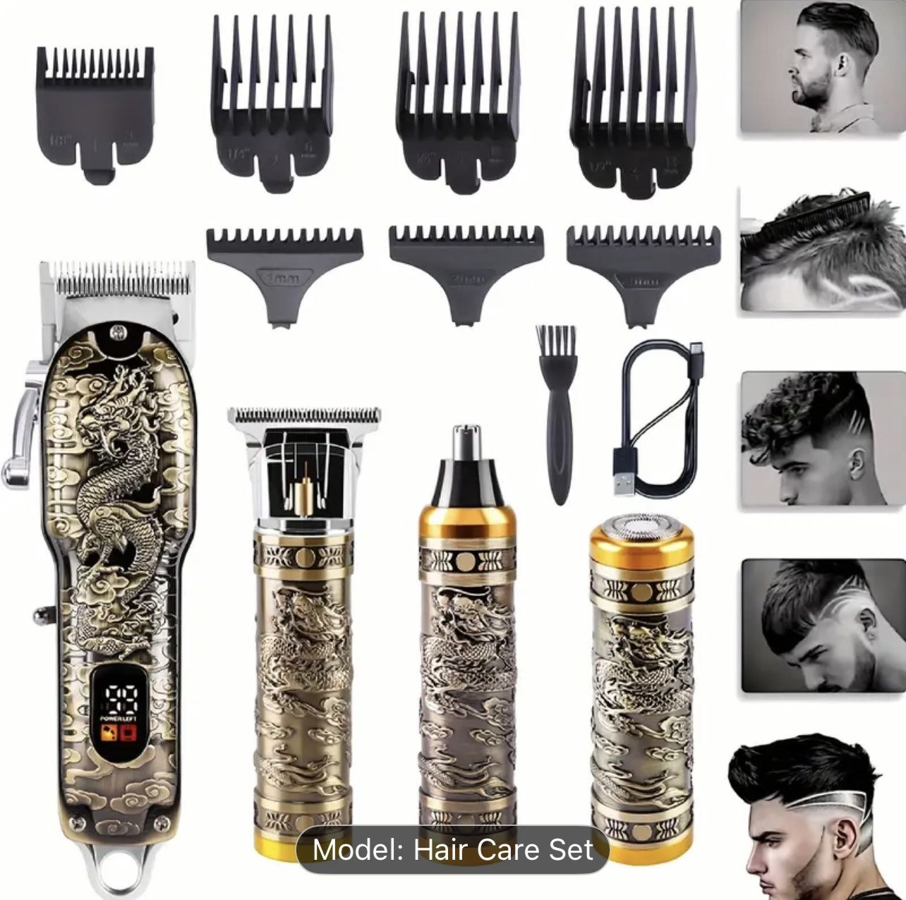 Professional Hair Clippers For Men - 4pcs/set -Rechargeable Hair Clipper For Men Set With Beard Trimmer