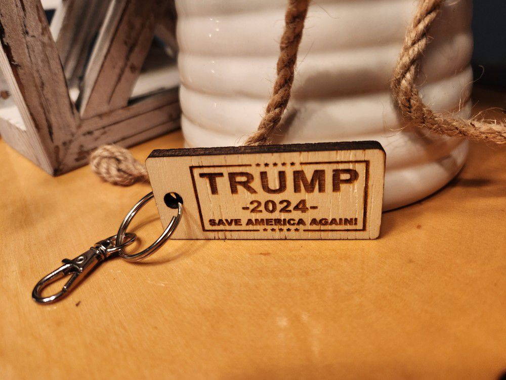 Trump 2024 Election Wood Laser Engraved Keychain