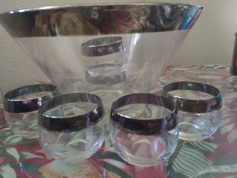Dorothy Thorpe 1960s Mid Century Silver Rimmed Glassware Barware

