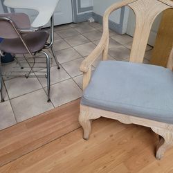 blue and beige  nice wood chair