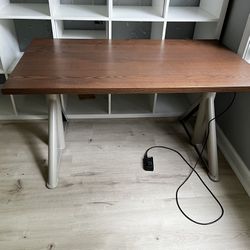 Electric Standing Desk, Adjustable Height, brown/dark gray,office desk