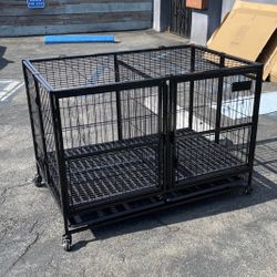 43” Large Heavy-Duty Dog Cage, Foldable, And Stackable Up To 3 - Tiers (New) 📦 