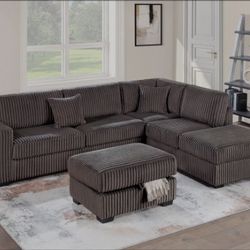 Sectional Sofa With Ottoman. Reversible Chaise R/L NEW! Available In Other Colors. 