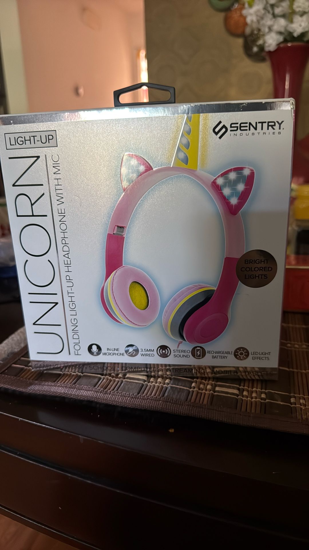 Sentry Light Up Unicorn Folding Stereo Headphone With Microphone