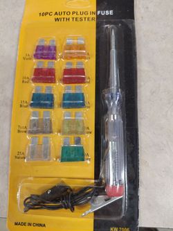 Plug in auto fuses with tester