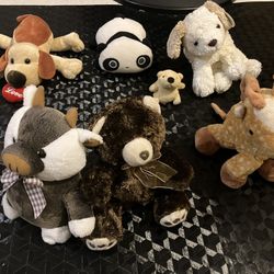 random stuffed animals and plush