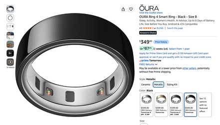 Oura Ring 4 Black size 11