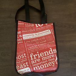 NWOT LULULEMON Reusable Logo Tote Shopping Bag Red & White 10" X 9”