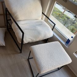 Sherpa Lounge Chair with Ottoman – Originally $400 – $40 (SET ONLY)